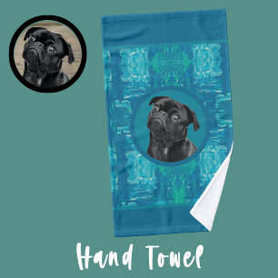 Cute Black Pug Face Charm   Unique Custom Dog Love Kitchen Towel