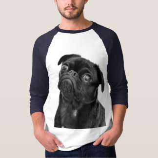 Cute Black Pug Mens NB/W 3/4 Sleeve Raglan T-Shirt