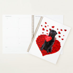 Cute Black Pug wishing Happy Valentine's day Planner