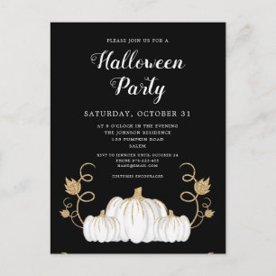 Cute Black Pumpkin Halloween Party Postcard