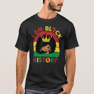 Cute Black Qeen Girl With Afro Puff Hair Heart In  T-Shirt