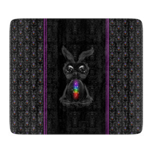 Cute Black Rabbit with Chakra Rainbow Soul Cutting Board