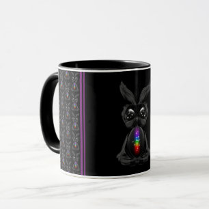 Cute Black Rabbit with Chakra Rainbow Soul Mug