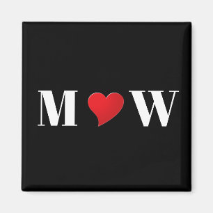 Cute black red heart custom couple monogram modern magnet