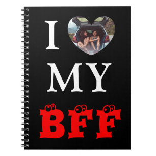 Cute Black Red Heart Photo BFF Notebook