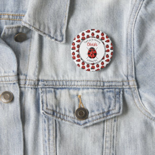 Cute Black Red Ladybug Pattern Thank You 2 Inch Round Button