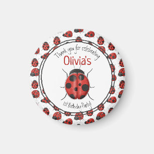Cute Black Red Ladybug Pattern Thank You Magnet