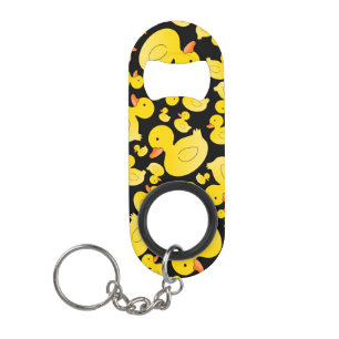 Cute black rubber ducks keychain bottle opener
