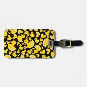 Cute black rubber ducks luggage tag