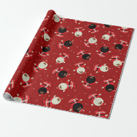 Cute Black Santa Party Pattern on Red Background