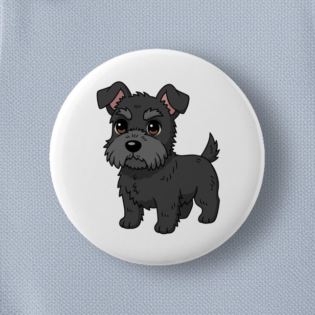 Cute Black Scottish Terrier Dog 2 Inch Round Button (Creator Uploaded)