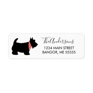Cute Black Scottish Terrier Dog Adresse de retour