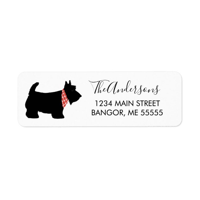 Cute Black Scottish Terrier Dog Return Address (Front)