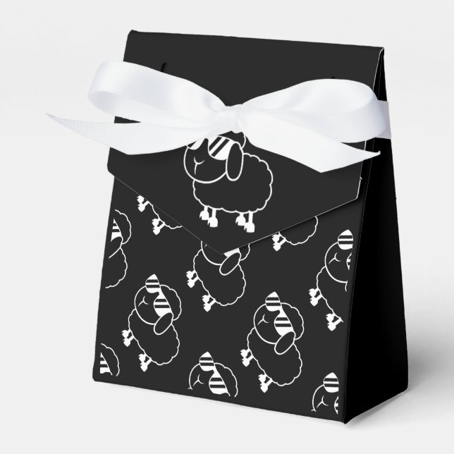 Cute Black Sheep Cartoon Favor Box (Front Side)