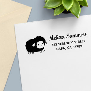 Cute Black Sheep Ewe Return Address Self-inking Stamp