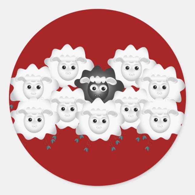 Cute Black Sheep of the Family Classic Round Sticker (Front)