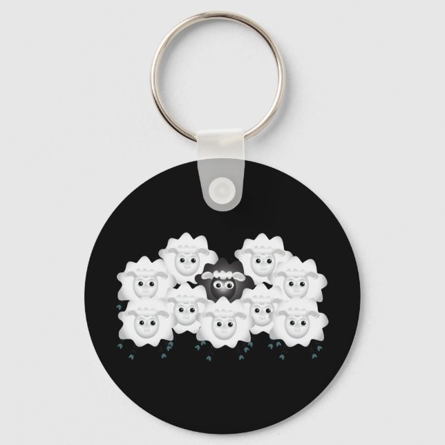 Cute Black Sheep of the Family Keychain (Front)