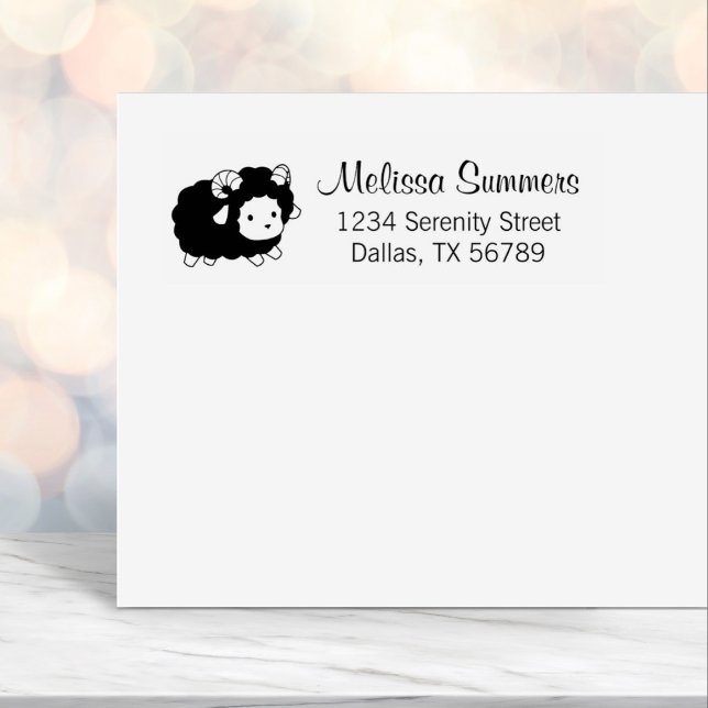 Cute Black Sheep Ram Return Address Self-inking Stamp (Creator Uploaded)