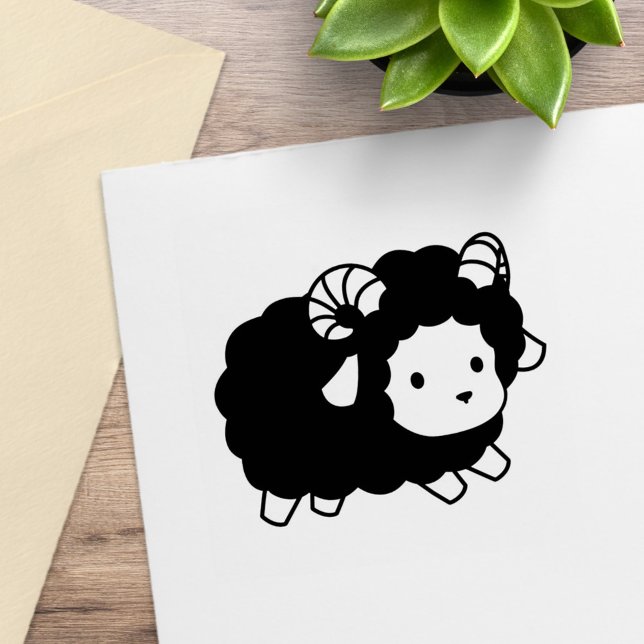 Cute Black Sheep Ram Rubber Stamp (Creator Uploaded)