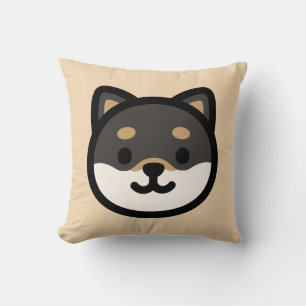 Cute black Shiba Inu Dog Face Throw Pillow