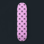 Cute Black Skull Pattern on Pink Background Skateboard<br><div class="desc">Super cute black skulls form a pattern on a pink background.</div>