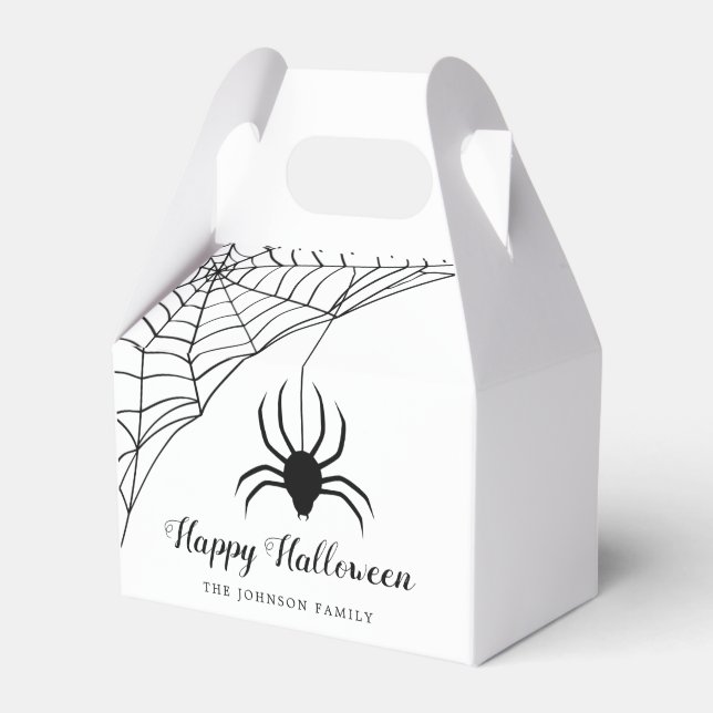 Cute Black Spider Halloween Favor Box (Front Side)