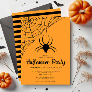 Cute Black Spider Halloween Party Invitation