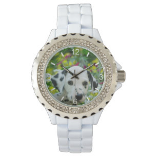 Cute black spotted Dalmatian Dog Puppy dial-plate Watch