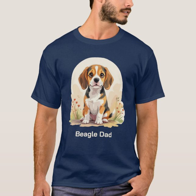 Cute Black & Tan Beagle Puppy Beagle Dad T-Shirt (Front)