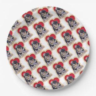 Cute Black Tan Bernedoodle Paper Plate