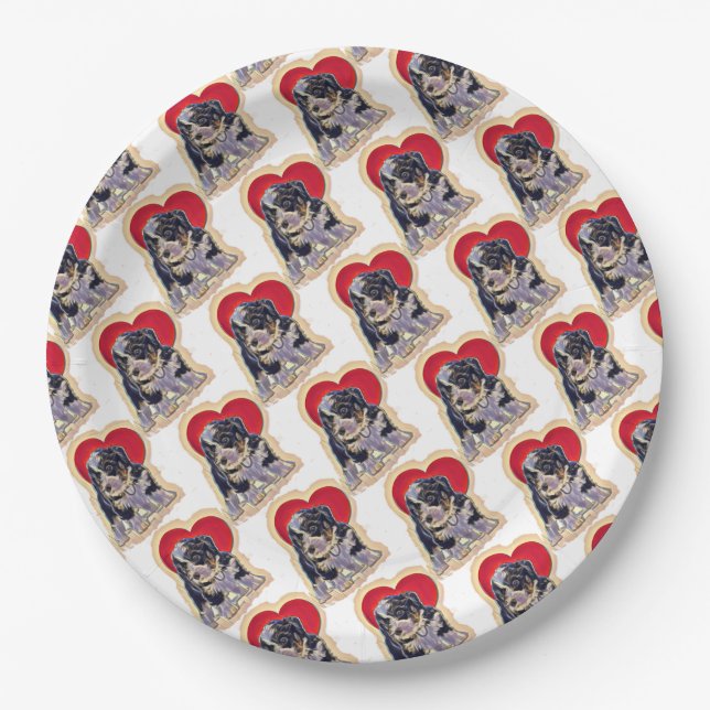 Cute Black Tan Bernedoodle  Paper Plate (Front)