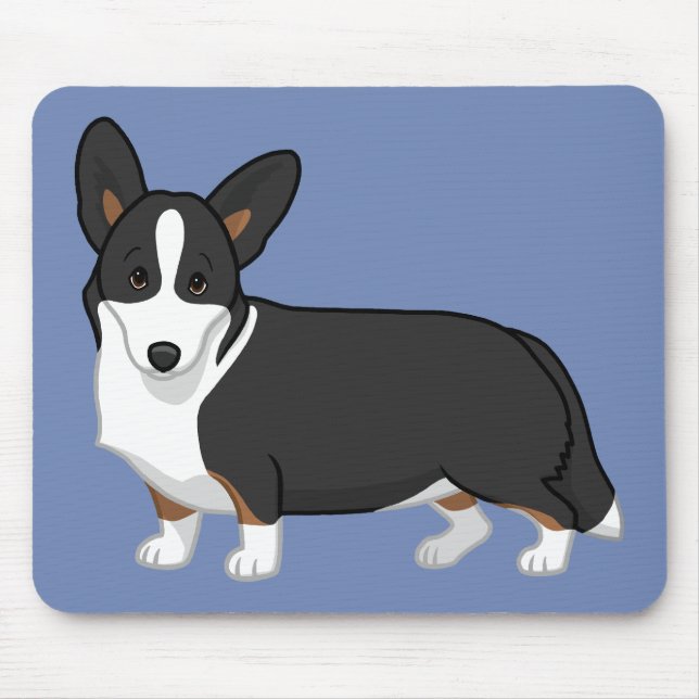 Cute Black Tan Cardigan Welsh Corgi Dog Lovers Mouse Pad (Front)