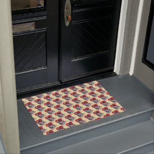 Cute Black Tan PopArt Bernedoodle Digital Heart Doormat