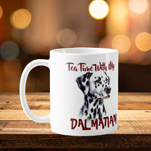 Cute Black Tea & Dalmatian PERSONALIZE Coffee Mug