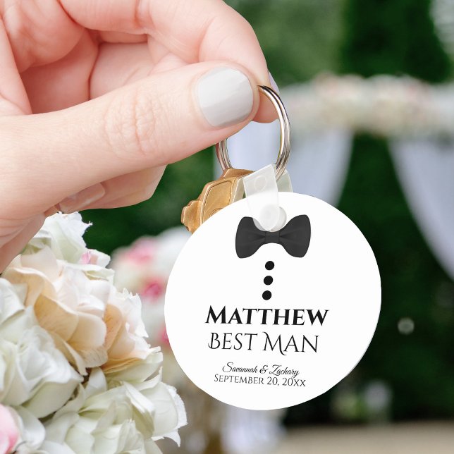 Cute Black Tie Tuxedo Best Man Wedding Favour Keychain (Creator Uploaded)