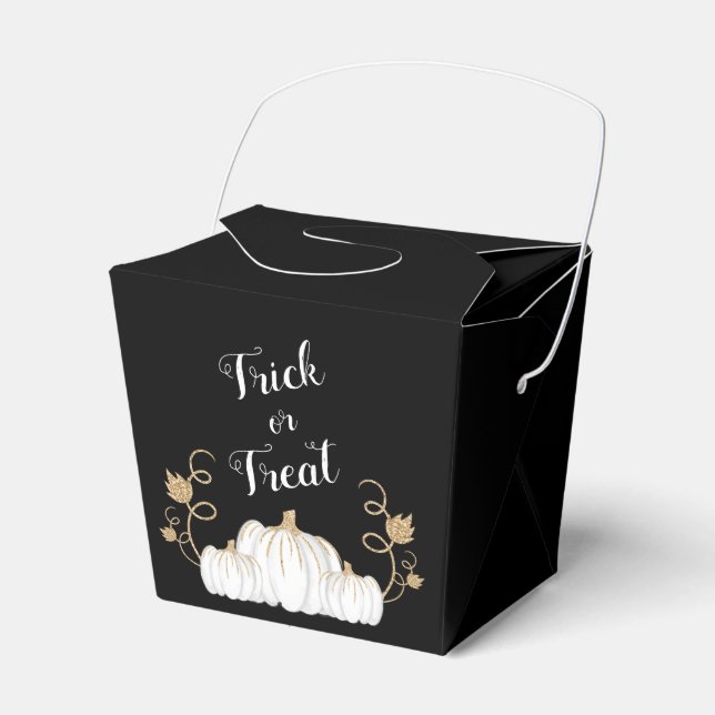 Cute Black Trick Or Treat Pumpkin Halloween Favor Box (Front Side)