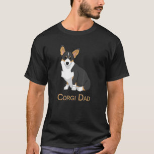 Cute Black Tricolor Pembroke Corgi Dad Dog T-Shirt