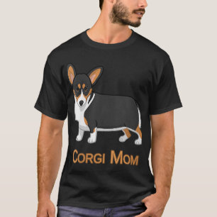 Cute Black Tricolor Pembroke Welsh Corgi Mom Dog L T-Shirt