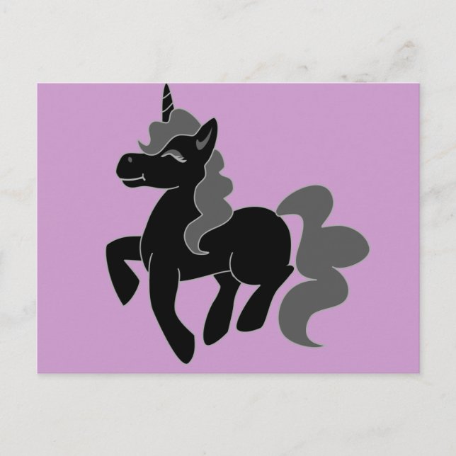 Cute Black Unicorn Postcard (Front)