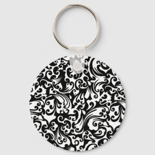 Cute black white abstract background design keychain