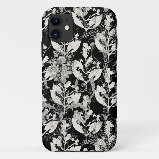 Cute black white abstract leaves patterns Case-Mate iPhone case (Back)