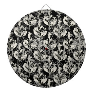 Cute black white abstract leaves patterns dartboard