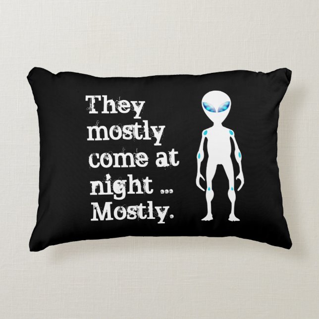 Cute black white alien quote accent pillow (Front)