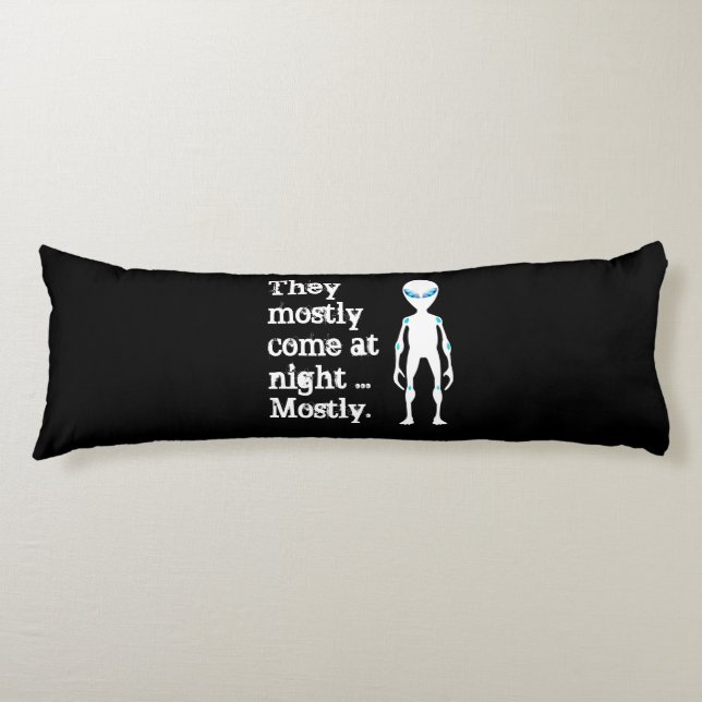 Cute black white alien quote body pillow (Front)
