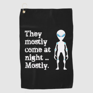 Cute black white alien quote golf towel