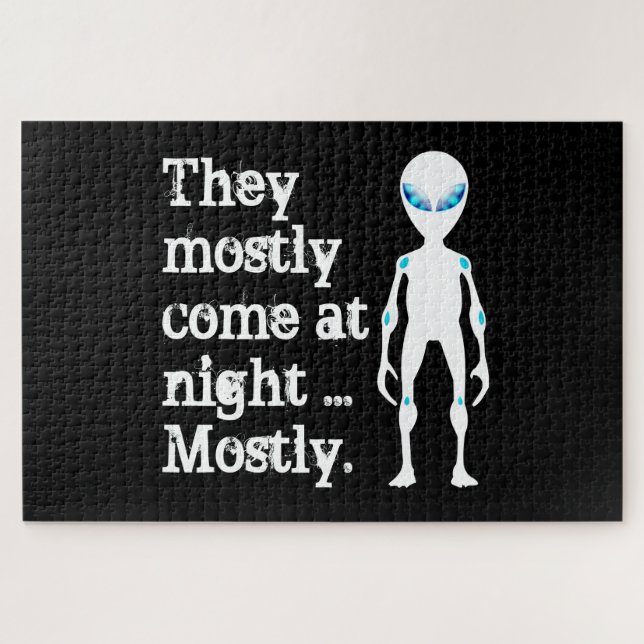 Cute black white alien quote jigsaw puzzle (Horizontal)