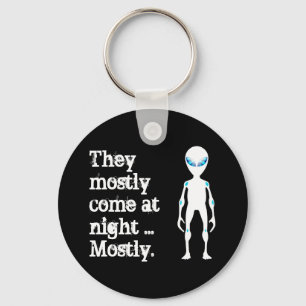 Cute black white alien quote keychain