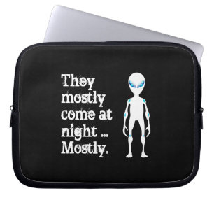 Cute black white alien quote laptop sleeve
