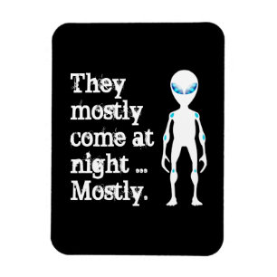 Cute black white alien quote magnet