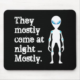 Cute black white alien quote mouse pad